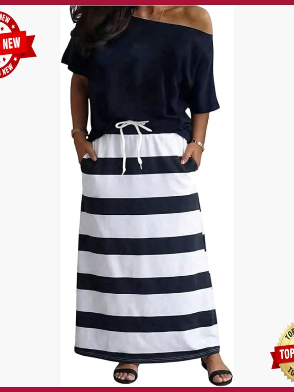 Plus Size 2 Piece Skirt Set Off Shoulder Top Maxi Skirt Summer Outfit